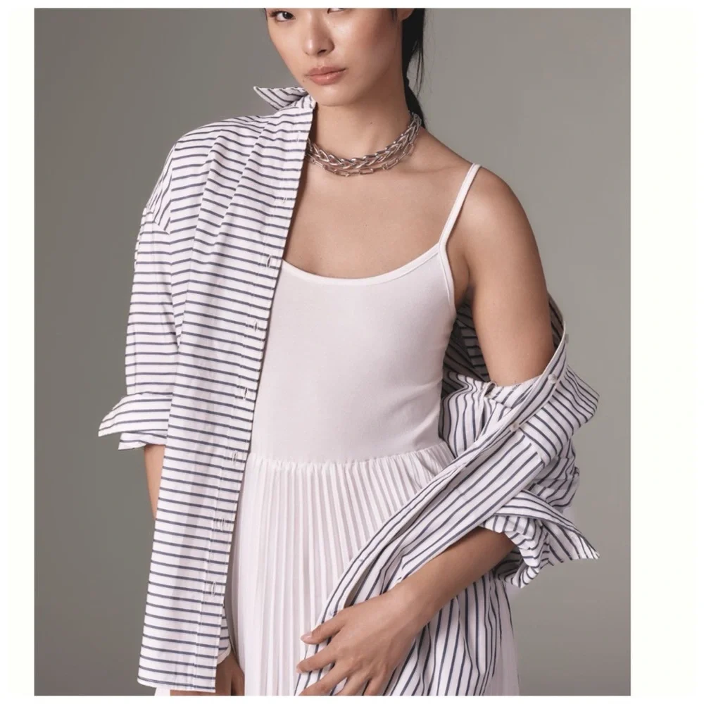 NWT Anthropologie Twofer Shirt Pleated Pull Over DRESS ONLY, L Petite - Picture 11 of 14